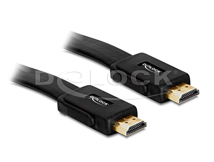 High-Speed-HDMI®-Flachkabel mit Ethernet, vergoldete Kontakte, 1m