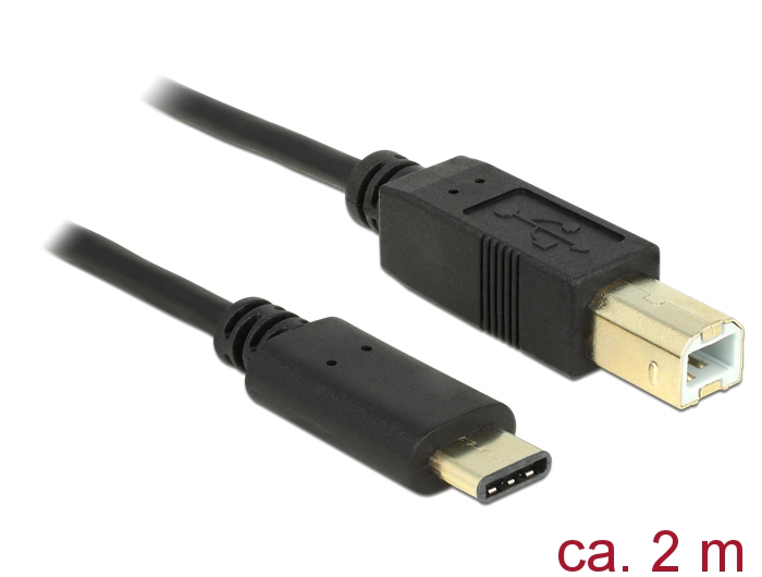 Kabel USB Type-C 2.0 Stecker an USB 2.0 Typ-B Stecker, schwarz, 2m