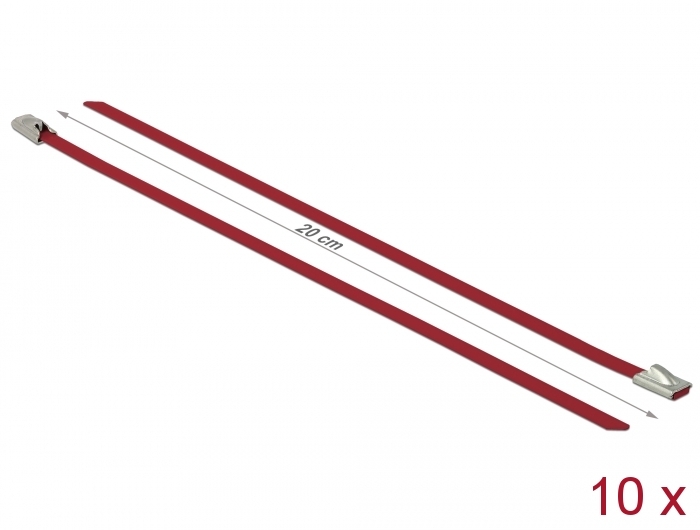 Edelstahlkabelbinder L 200 x B 4,6 mm rot 10 Stück