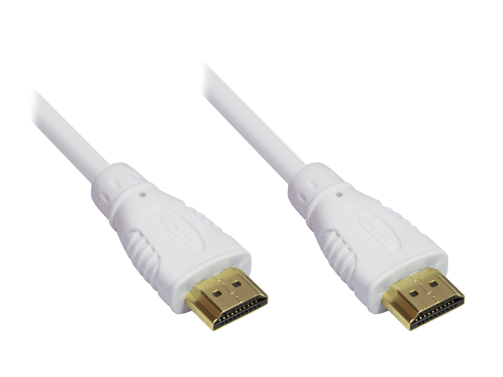 Anschlusskabel High-Speed-HDMI®-Kabel mit Ethernet, vergoldete Stecker, weiß, 15m