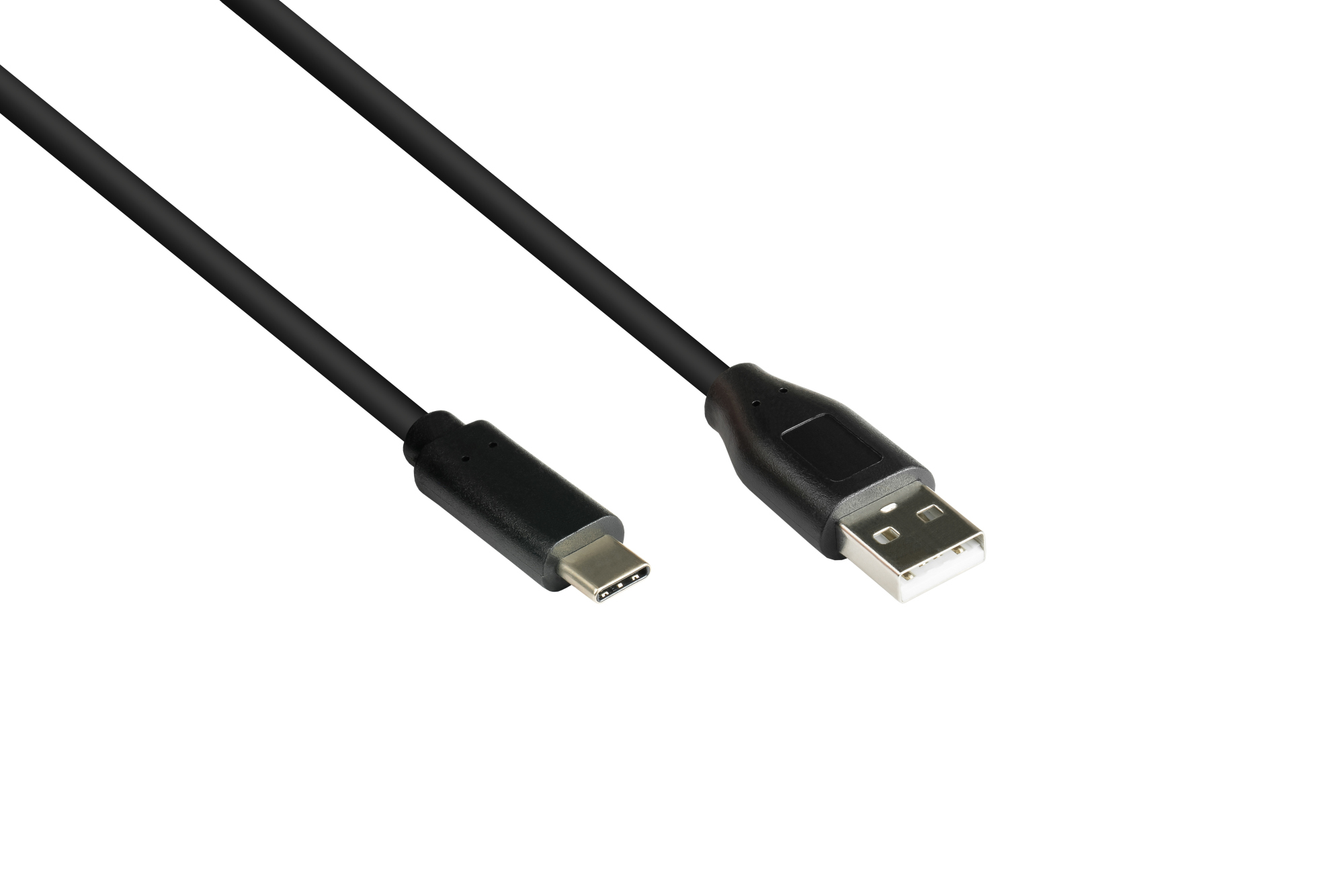 Anschlusskabel USB 2.0, USB 2.0 A Stecker an USB-C™ Stecker, CU, schwarz, 2m