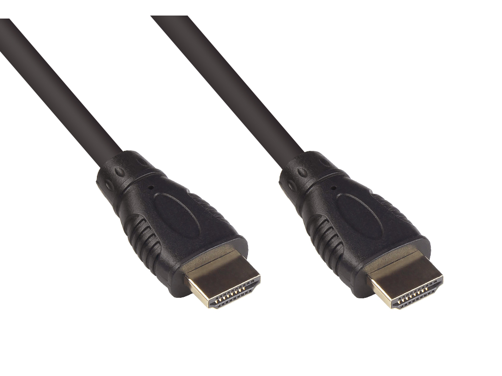 Anschlusskabel HDMI 2.0b, 4K / UHD @60Hz, 18 Gbit/s, vergoldete Kontakte, schwarz, 0,5m