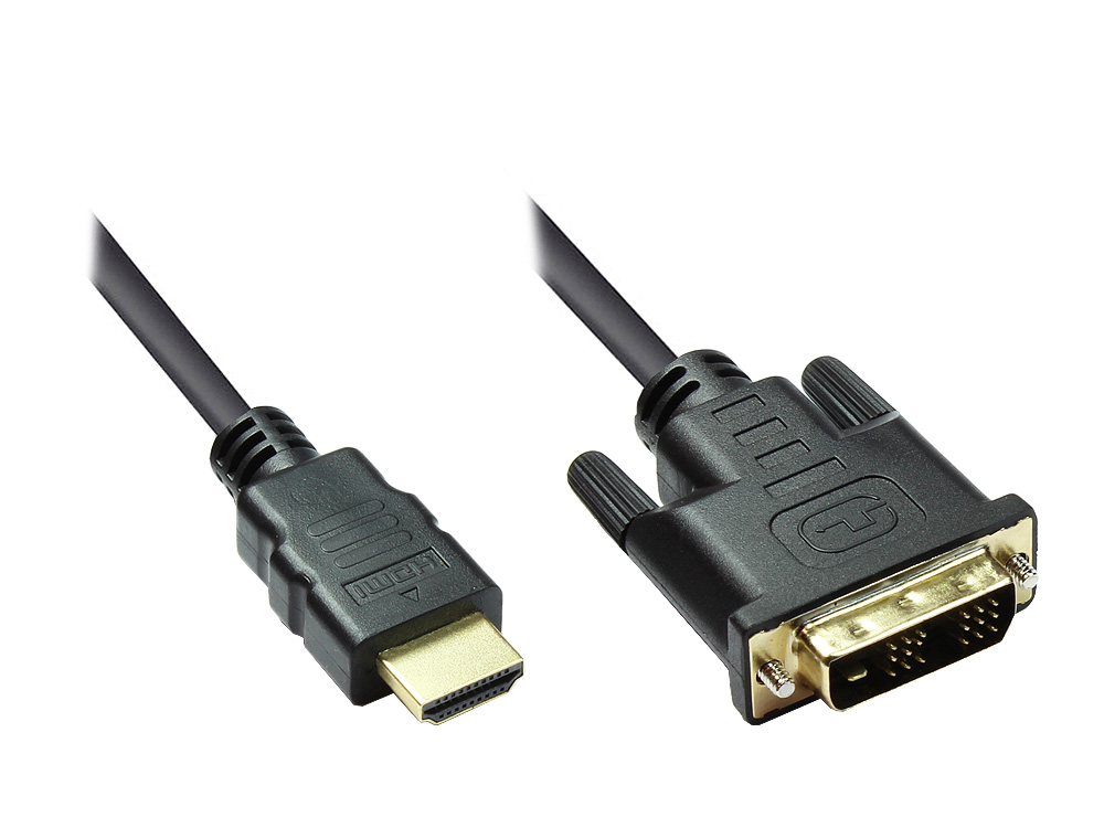 HDMI 19pol Stecker auf DVI-D 18+1 Stecker Anschlusskabel, vergoldet, 15m
