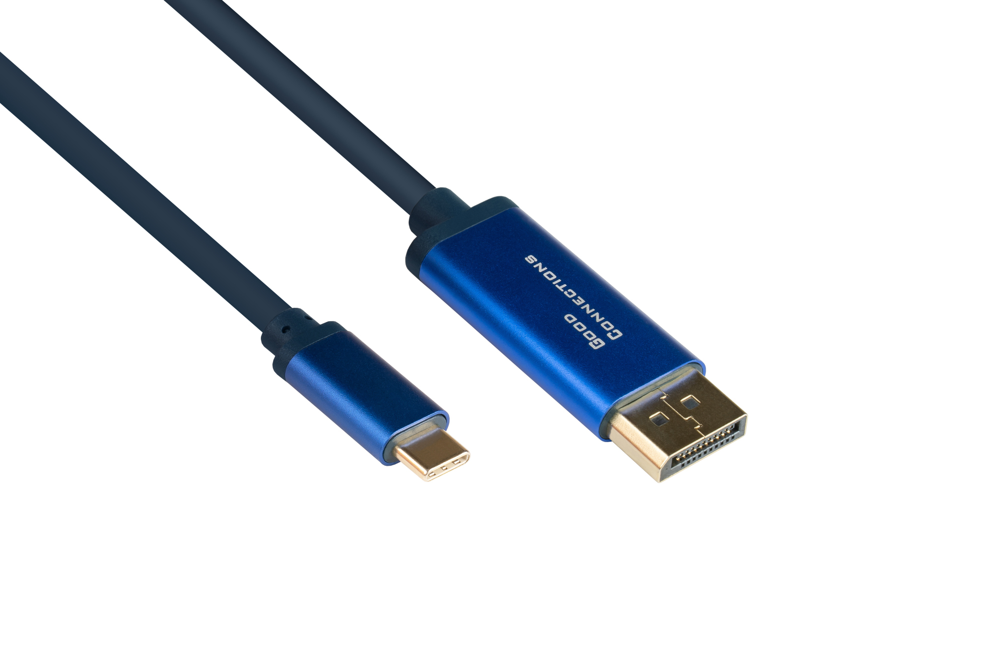 USB-C™ an DisplayPort 1.2 SmartFLEX Kabel, 4K UHD @60Hz, Aluminiumgehäuse, CU, dunkelblau, 3m
