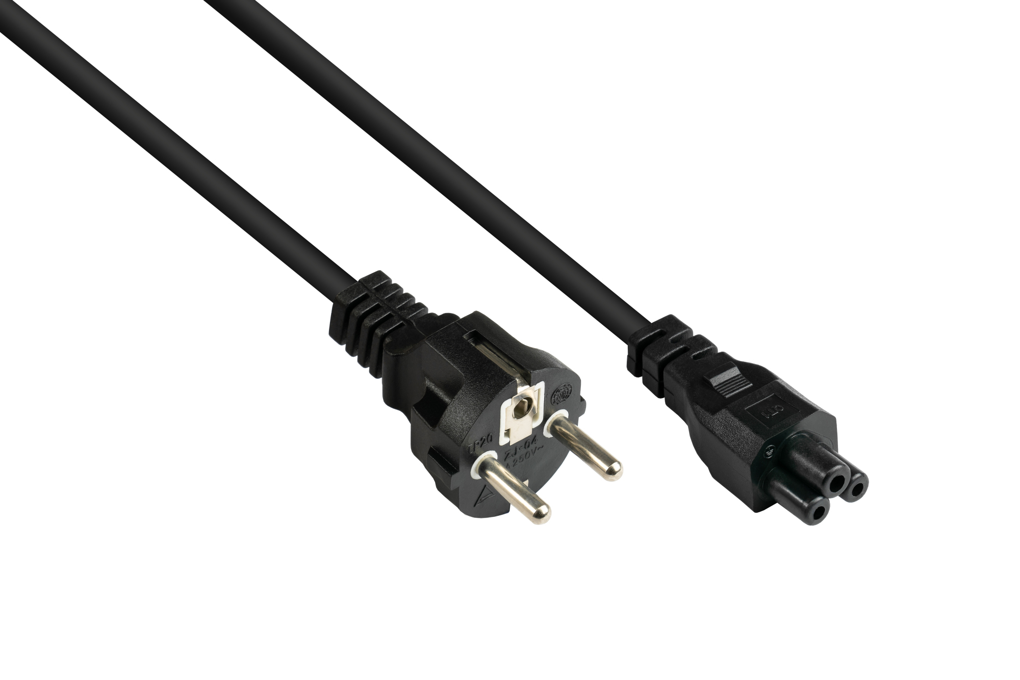 Netzkabel Schutzkontakt-Stecker Typ E+F (gerade) an C5 (gerade) für Notebook, schwarz, 0,75 mm², 3 m