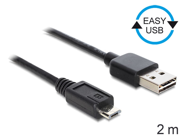 Anschlusskabel USB 2.0 EASY Stecker A an micro Stecker B, schwarz, 2m