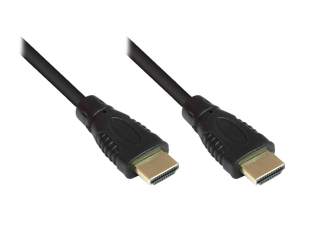 Anschlusskabel High-Speed-HDMI®-Kabel mit Ethernet, vergoldete Stecker, schwarz, 0,75m