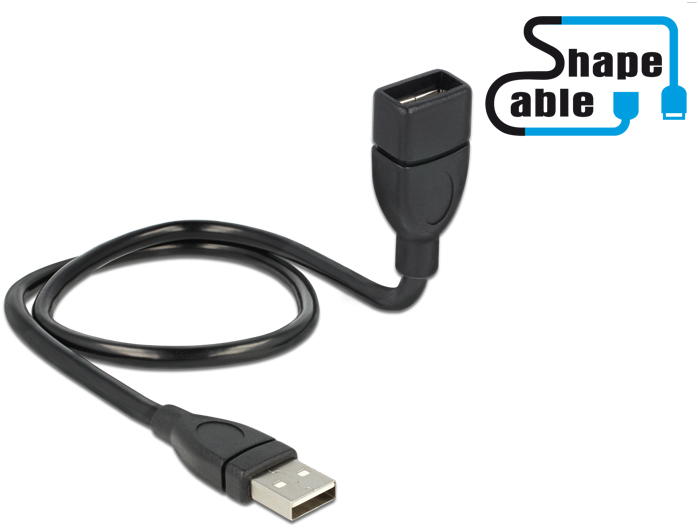 Kabel USB 2.0-A Stecker an USB 2.0-A Buchse ShapeCable 0,5m