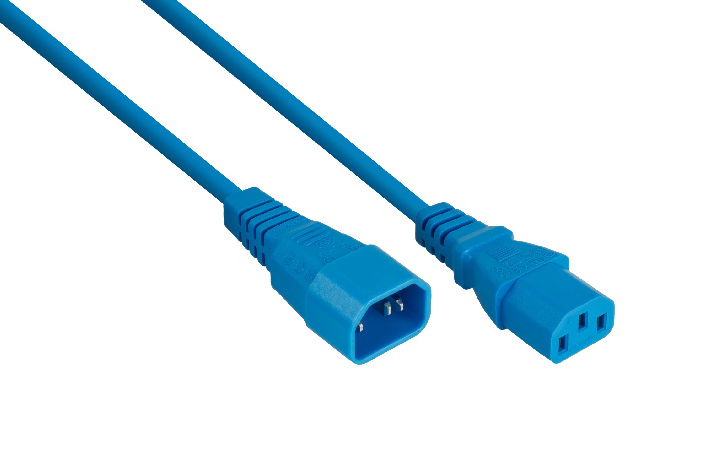 kabelmeister® Kaltgeräteverlängerung Kaltgeräte-Stecker C14 an Kaltgeräte-Buchse C13, blau, 1,00mm², 5m