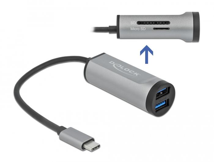 2 Port USB 3.2 Gen 1 Hub mit USB Type-C™ Anschluss und SD + Micro SD Slot