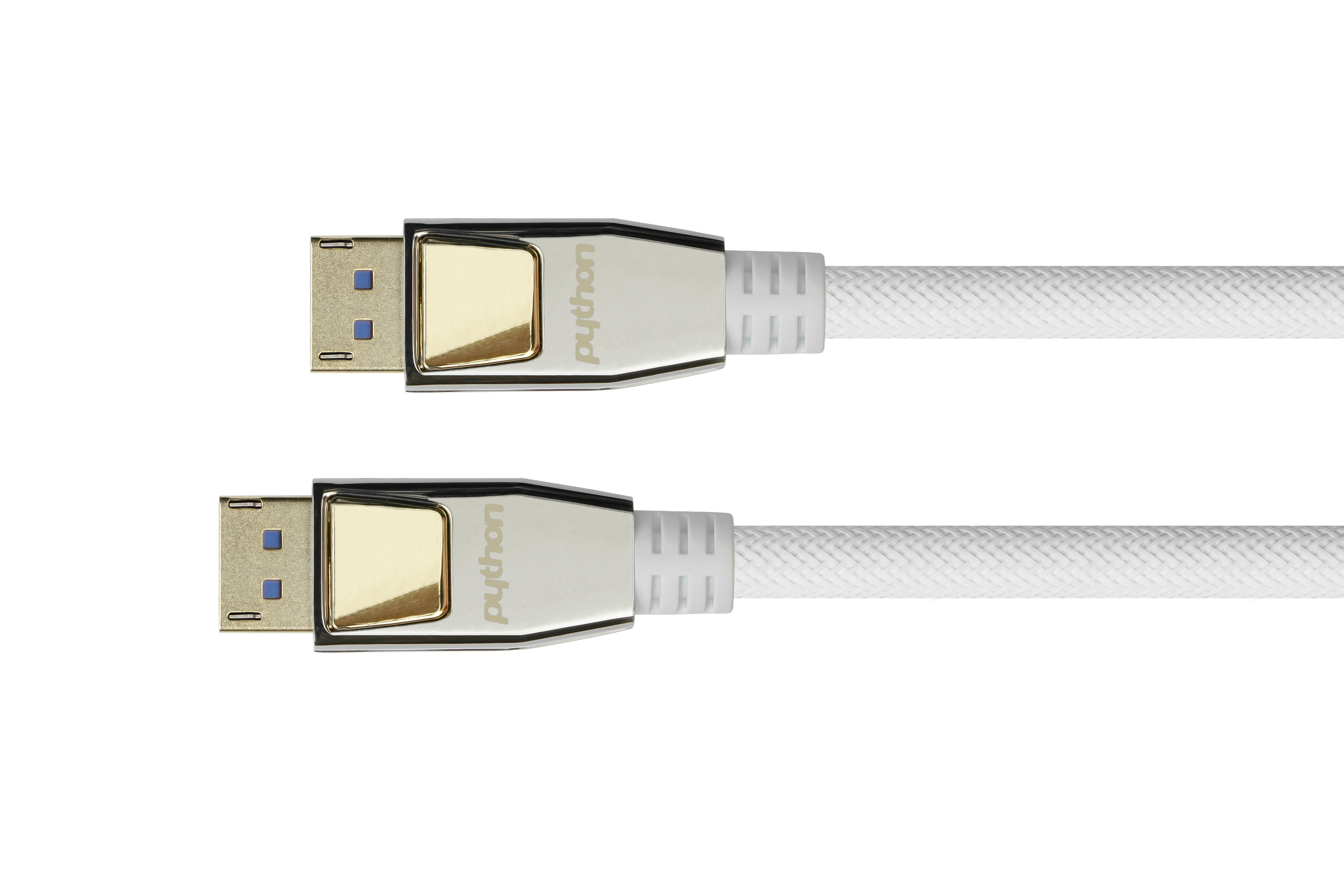 PREMIUM DisplayPort 2.0 Kabel, 54 Gbit/s, UHBR 13.5, 4K@240Hz / 8K@60Hz, Nylongeflecht weiß, 0,5m