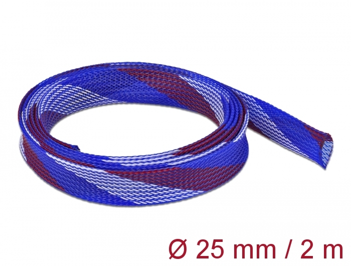 Geflechtschlauch dehnbar 2 m x 25 mm blau-rot-weiß
