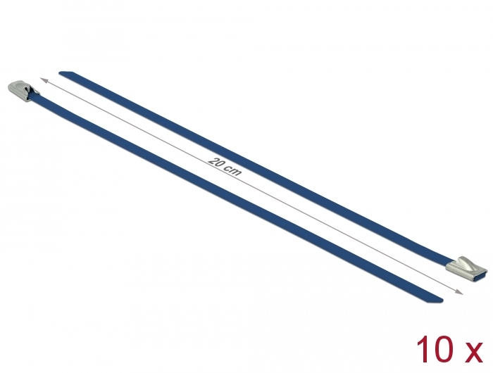 Edelstahlkabelbinder L 200 x B 4,6 mm blau 10 Stück
