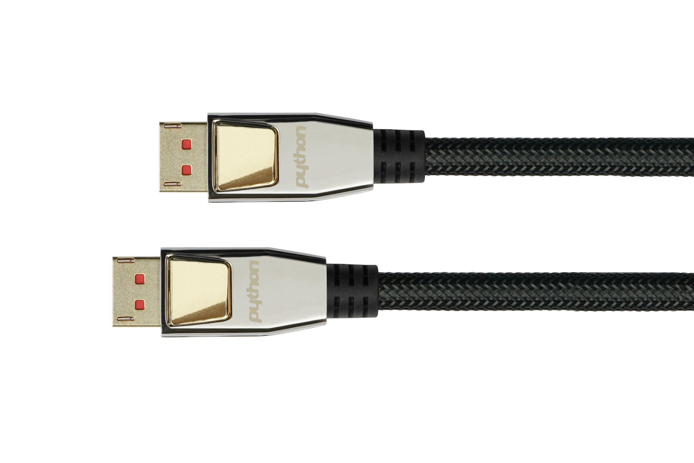 Anschlusskabel DisplayPort 1.4, 8K/UHD-2 @60Hz, Vollmetallstecker, OFC, Nylongeflecht schwarz, 2m