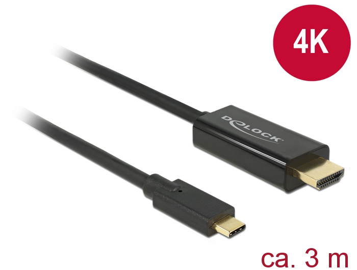 Kabel USB Type-C Stecker an HDMI Stecker (DP Alt Mode), 4K 30Hz, schwarz, 3m