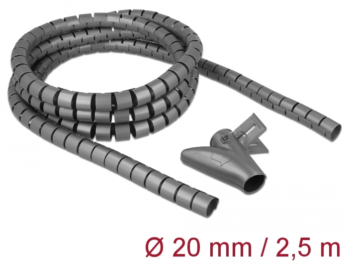 Spiralschlauch mit Einziehwerkzeug 2,5 m x 20 mm grau