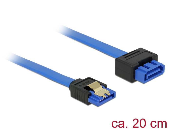 Verlängerungskabel SATA 6 Gb/s Buchse gerade an SATA Stecker mit Einrastfunktion gerade, blau, 0,2m