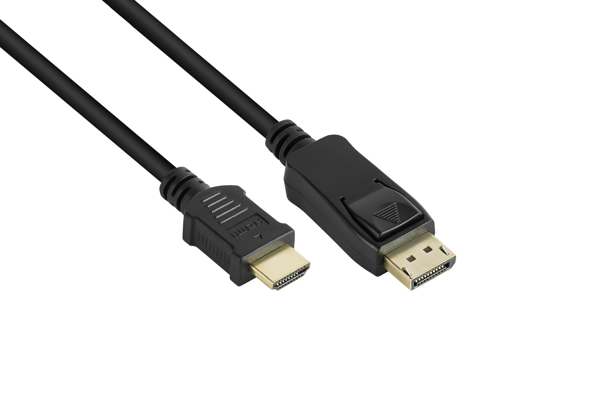 Anschlusskabel DisplayPort 1.2 an HDMI 1.4b, 4K @30Hz, vergoldete Kontakte, CU, schwarz, 1m