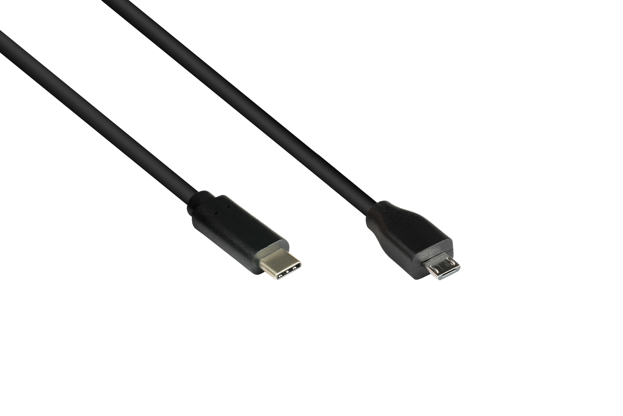 Anschlusskabel USB 2.0, USB 2.0 Micro B Stecker an USB-C™ Stecker , CU, schwarz, 0,5m