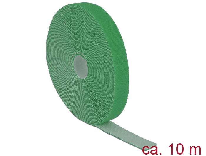 Klett-Kabelbinder L 10m x B 20mm, Rolle, grün