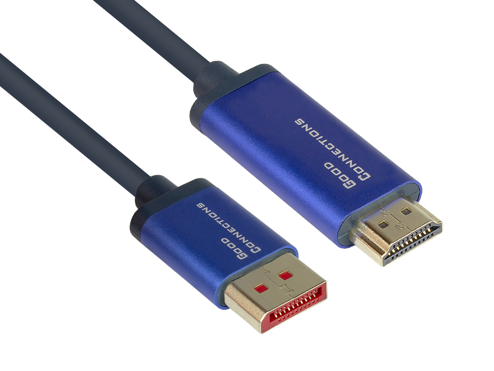 DisplayPort 1.4 an HDMI 2.0 SmartFLEX Kabel, 4K UHD @60Hz, dunkelblau, 2m