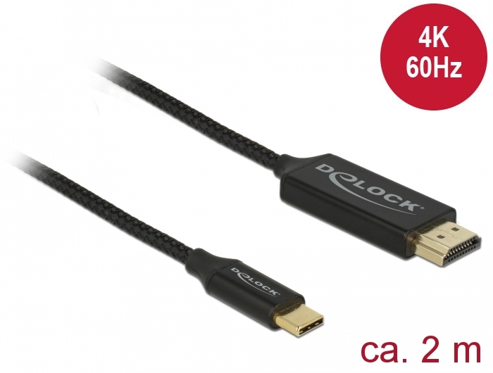 USB Kabel Type C™ zu HDMI (DP Alt Mode) 4K 60 Hz, koaxial, schwarz, 2m