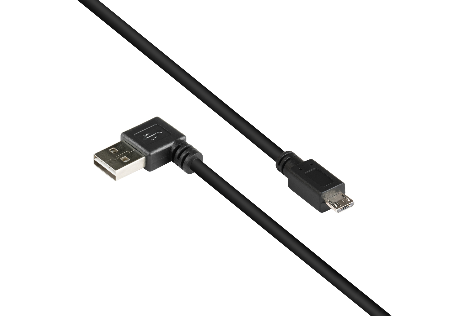 Anschlusskabel USB 2.0 EASY Stecker A gewinkelt an Stecker Micro B, schwarz, 3m