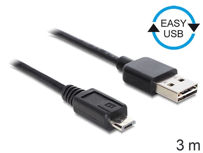 Anschlusskabel USB 2.0 EASY Stecker A an micro Stecker B, schwarz, 3m