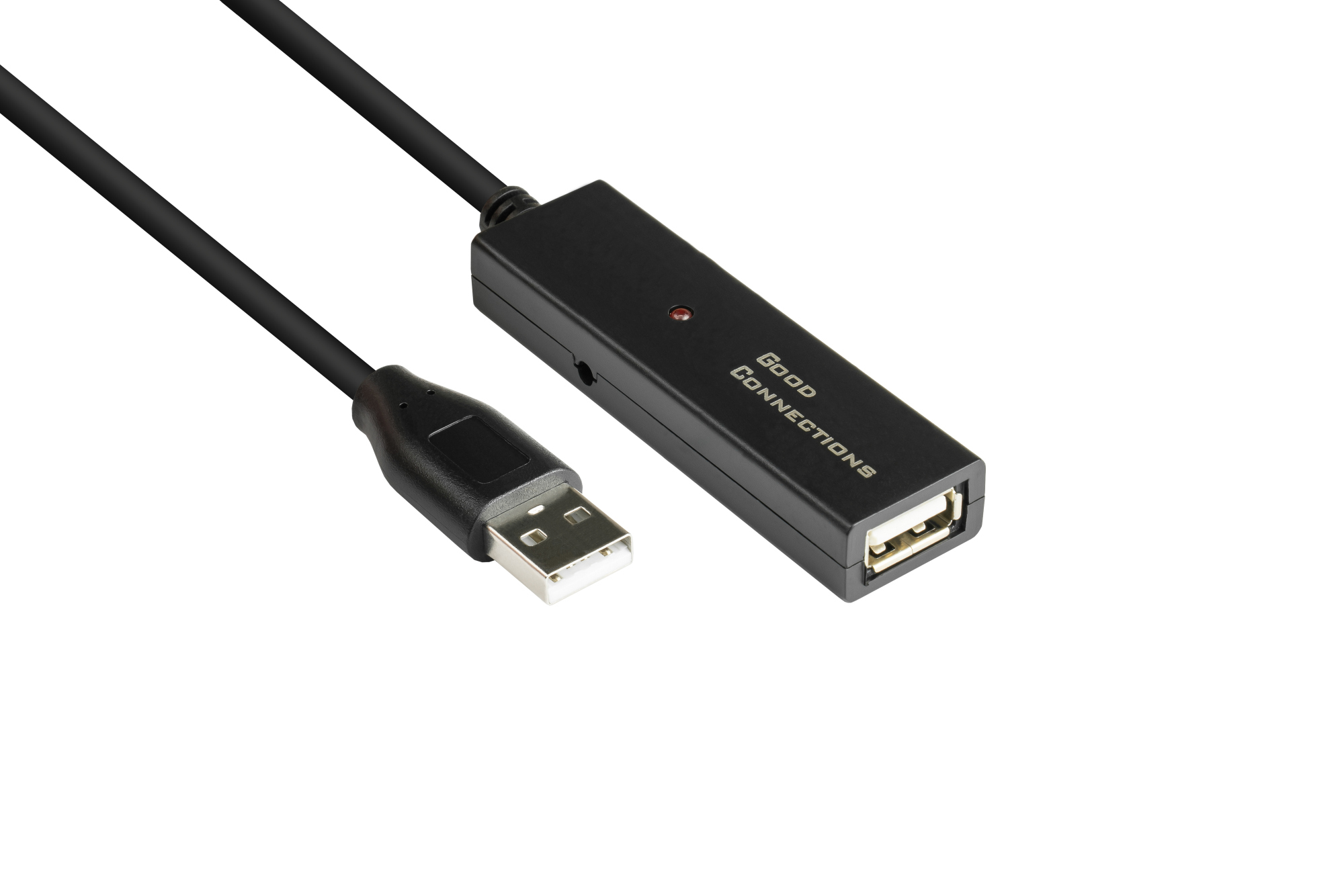 AKTIVES Verlängerungskabel USB 2.0, Stecker A an Buchse A, CU, schwarz, 15m