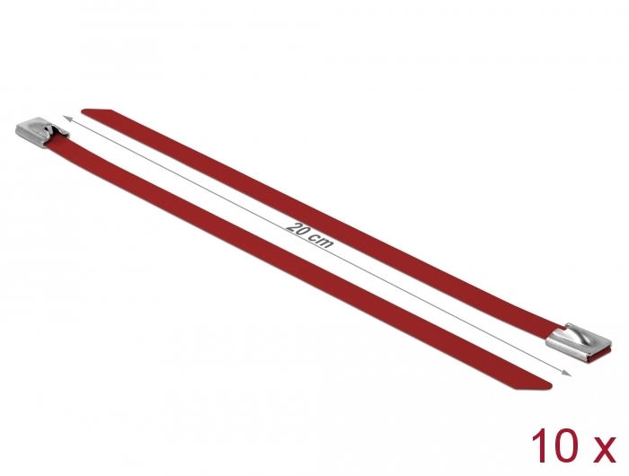 Edelstahlkabelbinder L 200 x B 7,9 mm rot 10 Stück