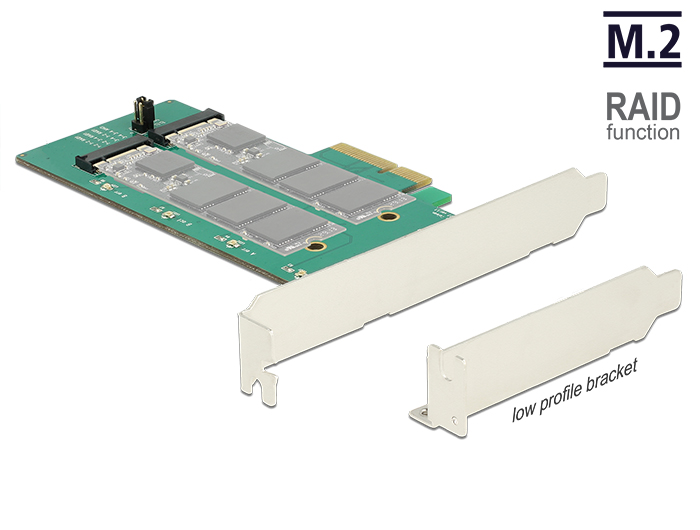 PCI Express Karte an 2x intern M.2 Key B mit RAID - Low Profile Form Faktor