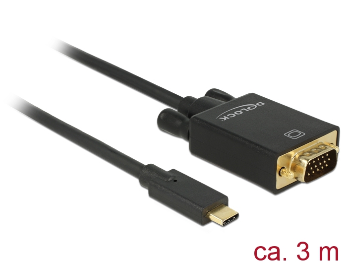 Kabel USB Type-C Stecker an VGA Stecker (DP Alt Mode), Full HD 1080p 3 m schwarz