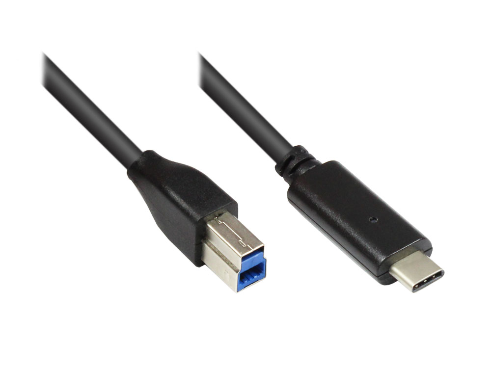 Anschlusskabel USB 3.0, USB-C-Stecker an USB 3.0 B Stecker, schwarz, 1m