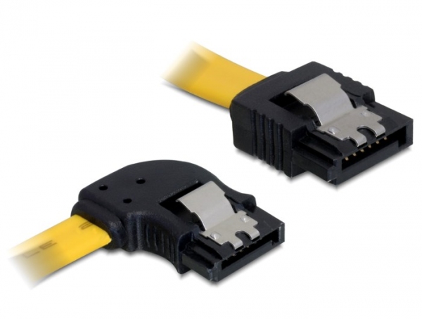 SATA 3 Gb/s Anschlusskabel 30cm links/gerade Metall gelb