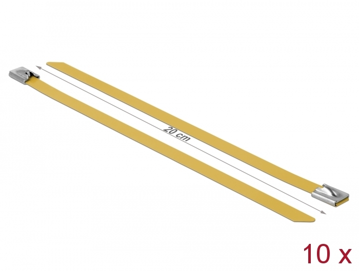 Edelstahlkabelbinder L 200 x B 7,9 mm gelb 10 Stück