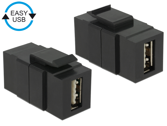 Keystone Modul EASY-USB 2.0 A Buchse an EASY-USB 2.0 A Buchse schwarz