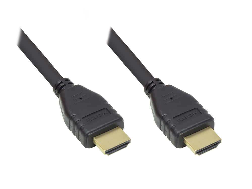 Anschlusskabel HDMI 2.0b, 4K / UHD @60Hz, PREMIUM, 18 Gbit/s, vergoldete Kontakte, CU, schwarz, 0,5m