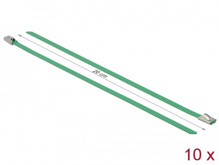 Edelstahlkabelbinder L 200 x B 4,6 mm grün 10 Stück