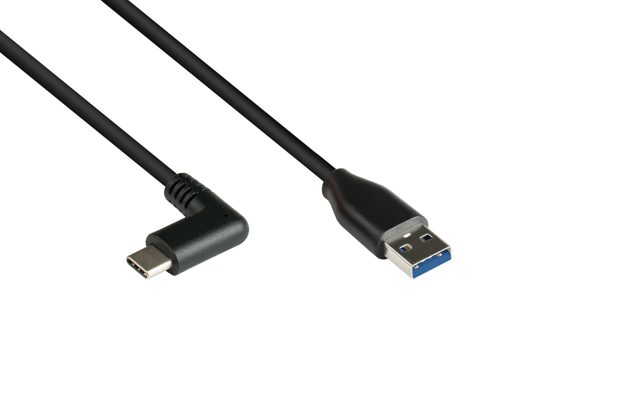 Anschlusskabel USB 3.0, USB-C™ Stecker 90° gewinkelt an USB 3.0 A Stecker, CU, schwarz, 0,5m