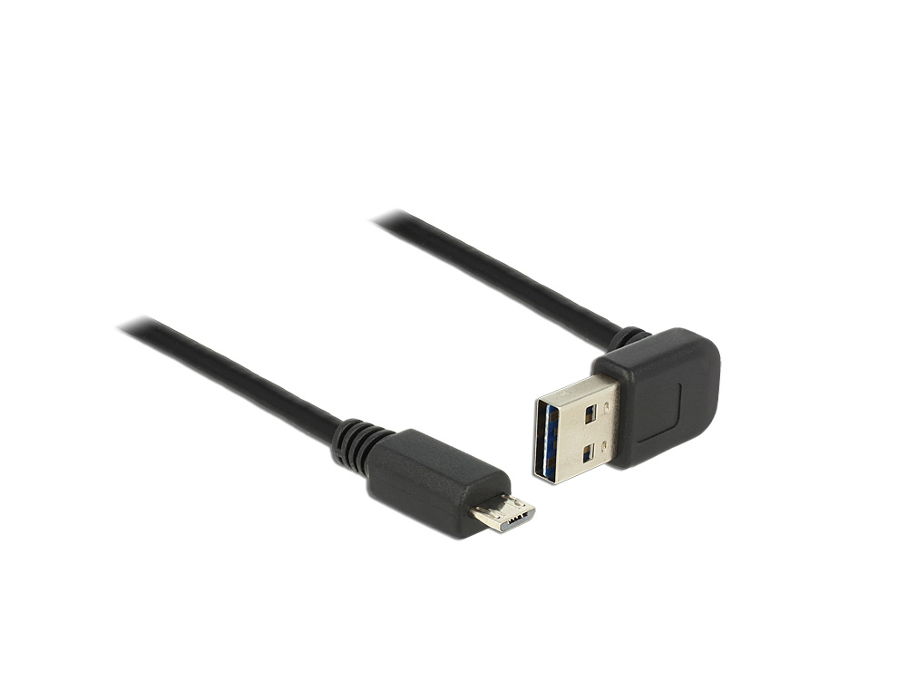 Anschlusskabel USB 2.0 EASY Stecker A an micro Stecker B, oben/unten gewinkelt, schwarz, 1m