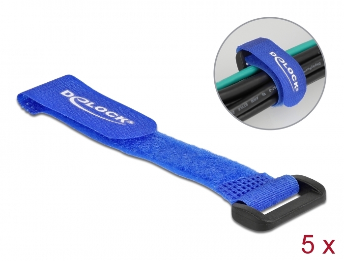 Klett-Kabelbinder mit Schlaufe L 150 x B 20 mm blau 5 Stück