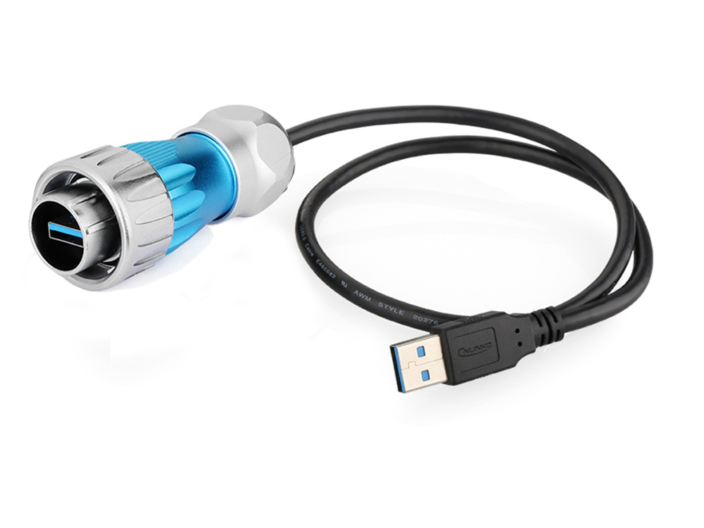 Industrie-Steckverbinder S3 - USB 3.0 Kabel, Stecker A mit Verschraubung an Stecker A, M24, 0,5m