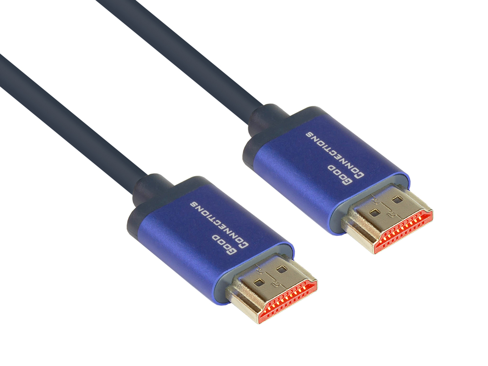 Ultra-High-Speed HDMI® 2.1 SmartFLEX Kabel, 8K UHD-2 / 4K UHD, Aluminiumgehäuse, CU, dunkelblau,0,5m