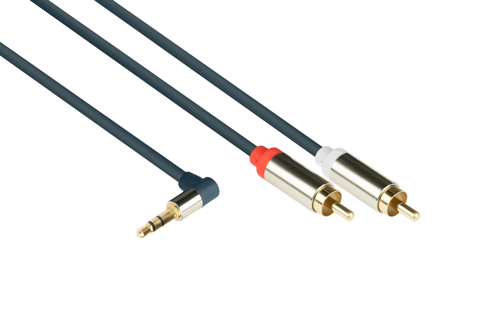 kabelmeister® Audio Anschlusskabel SmartFLEX, High-Quality, 3-poliger 3,5mm Klinkenstecker gewinkelt an 2x RCA/Cinch Stecker, dunkelblau, 1,5m