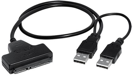 SATA Festplatten Adapter, SATA 17+5 Pin Stecker auf USB 2.0 Typ A Stecker, schwarz, 0,4 m