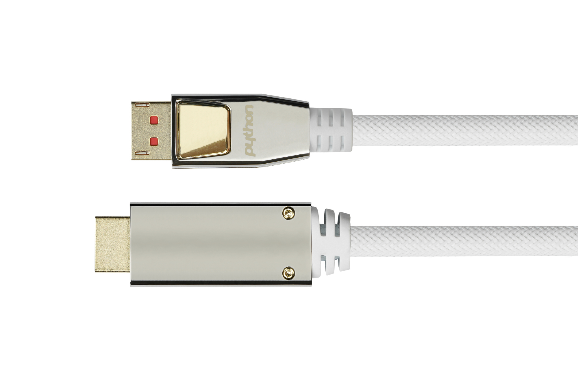 Anschlusskabel DisplayPort 1.4 an HDMI 2.0, 4K / UHD @60Hz, Nylongeflecht weiß, 10m
