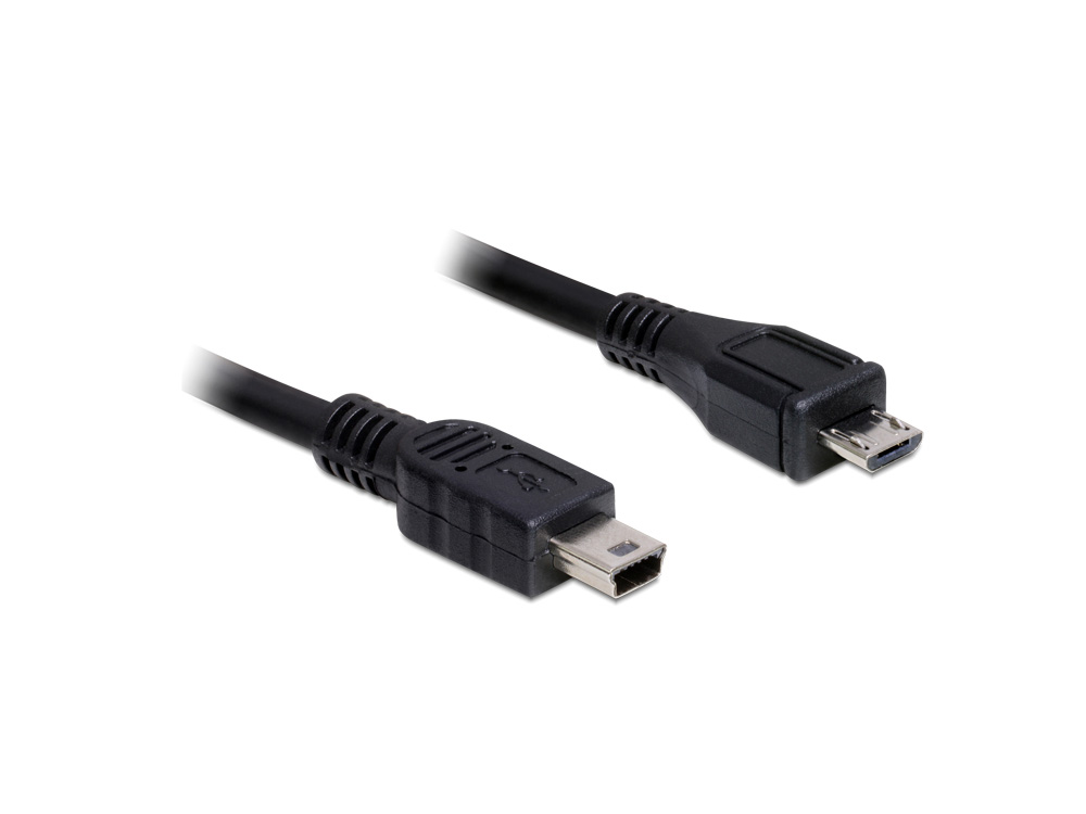 Anschlusskabel, USB 2.0 micro B Stecker an USB mini Stecker, schwarz, 1m