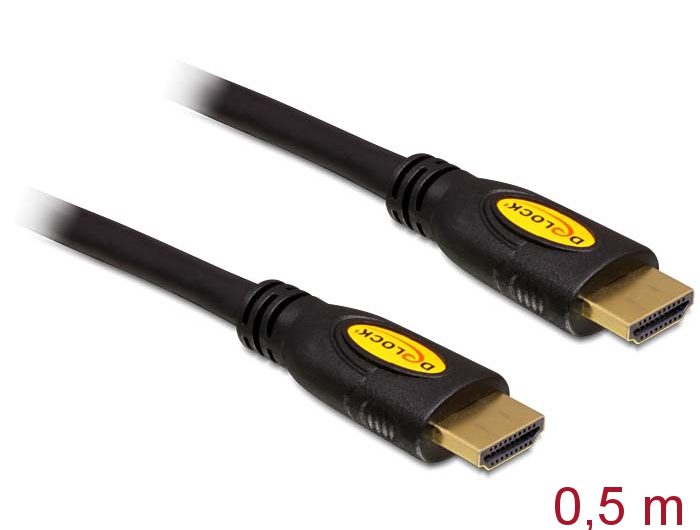 Kabel High Speed HDMI mit Ethernet, A St an A St, 4K, schwarz, 0,5m
