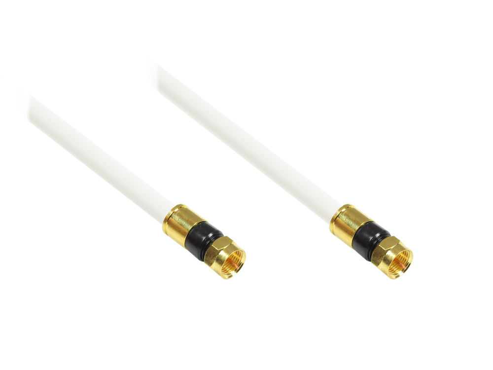 SAT Antennenkabel, F-Kompressionsstecker beidseitig (vergoldet), (100dB / 75 Ohm), CU, weiß, 2,5m