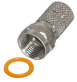 F-Stecker, Twist-On, für Kabel-Ø: 6,6 mm, mit O-Ring, vernickelt